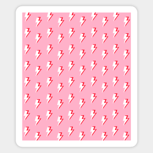 White and Red Lightning Pattern on Pink Sticker